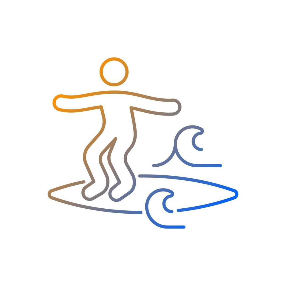 Noseriding surfing technique gradient linear vector icon