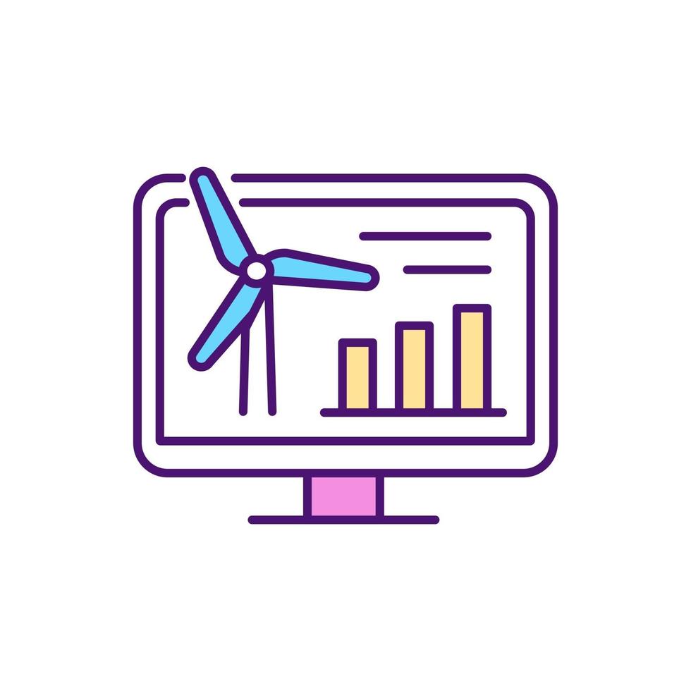 Wind turbines RGB color icon vector