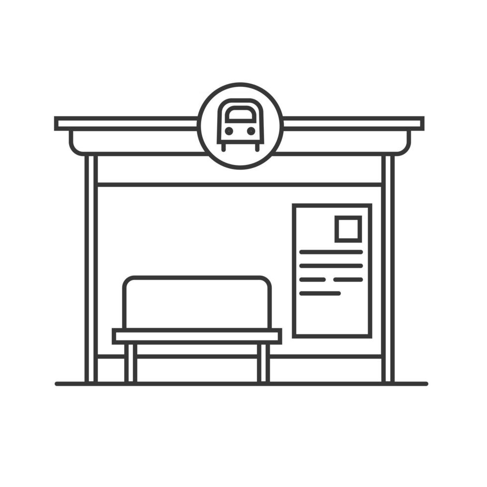 Bus stop vector line art illustration. Public transport station