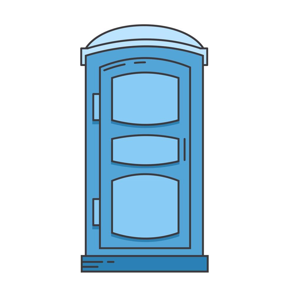 Mobile portable bio toilet icon. Front view. Blue plastic vector
