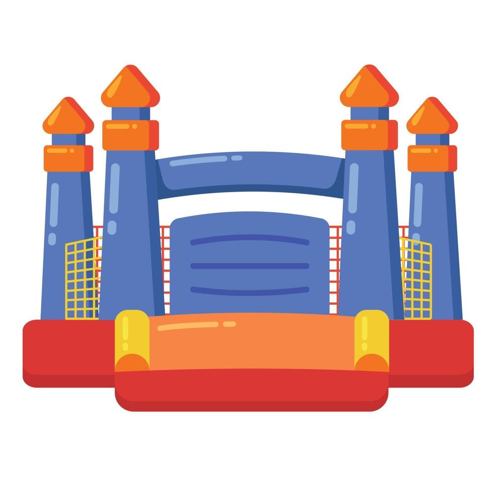 Bouncy inflatable castle. Tower and equipment for child playground. vector