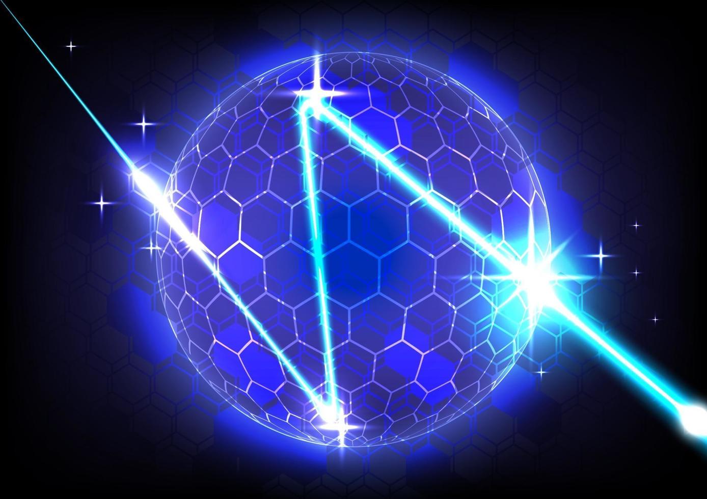 Abstract neon light and laser background. Sphere of hi-tech speed vector