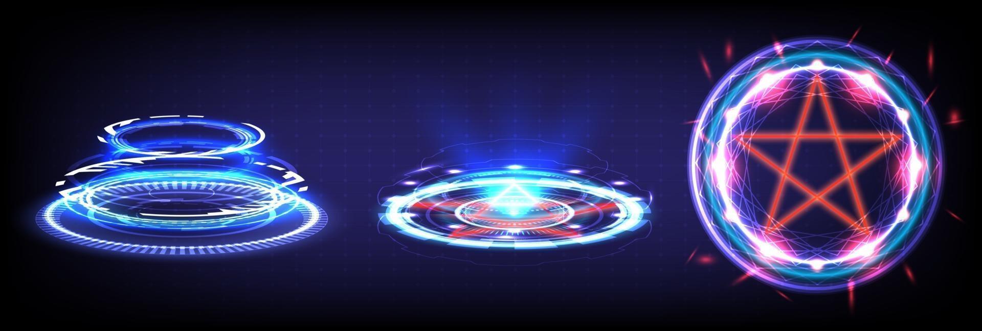 Hologram portal of science futuristic HUD. virtual reality  stargate vector