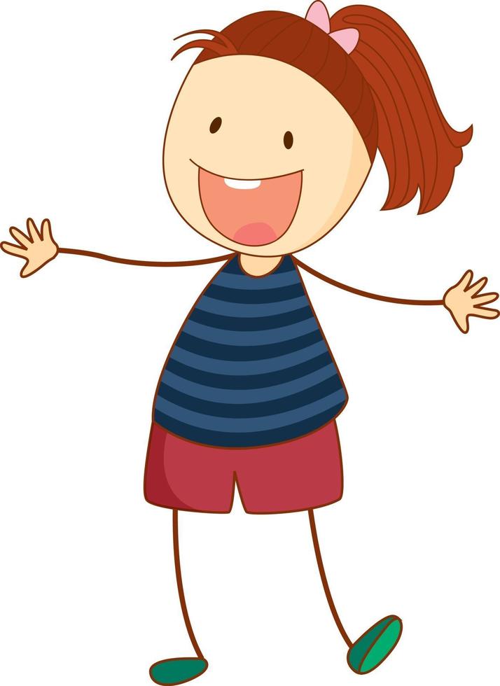 A doodle girl cartoon character isolated vector