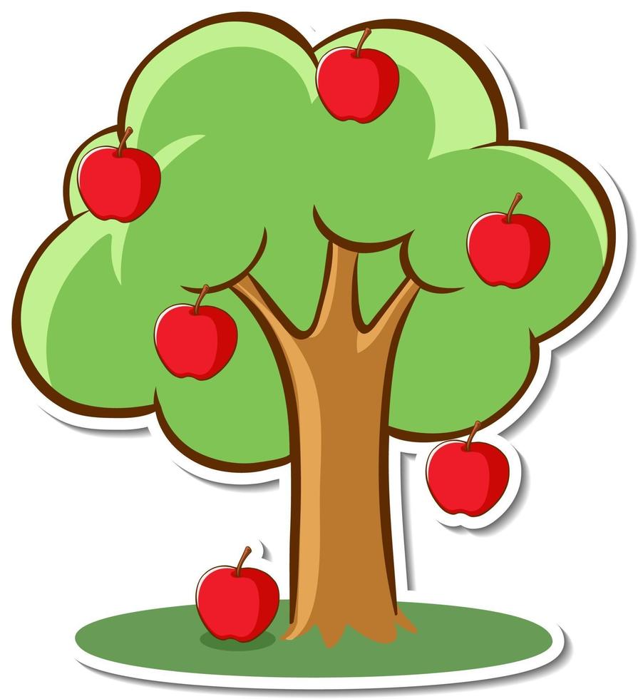 An apple tree sticker on white background vector