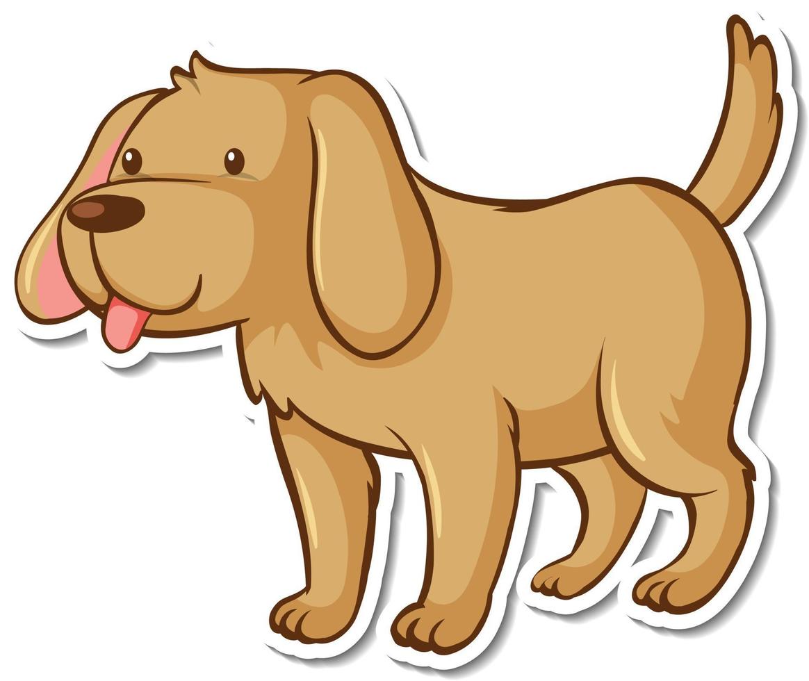 una plantilla de pegatina con un personaje de dibujos animados de perro marrón vector