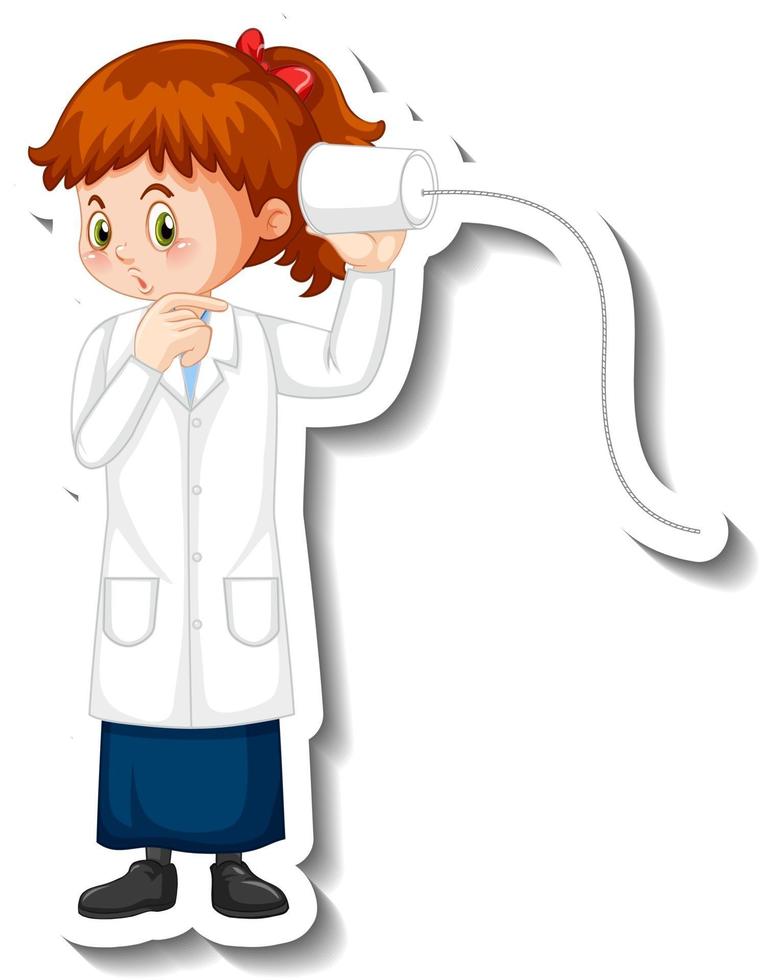 Scientist girl cartoon character with science experiment object vector