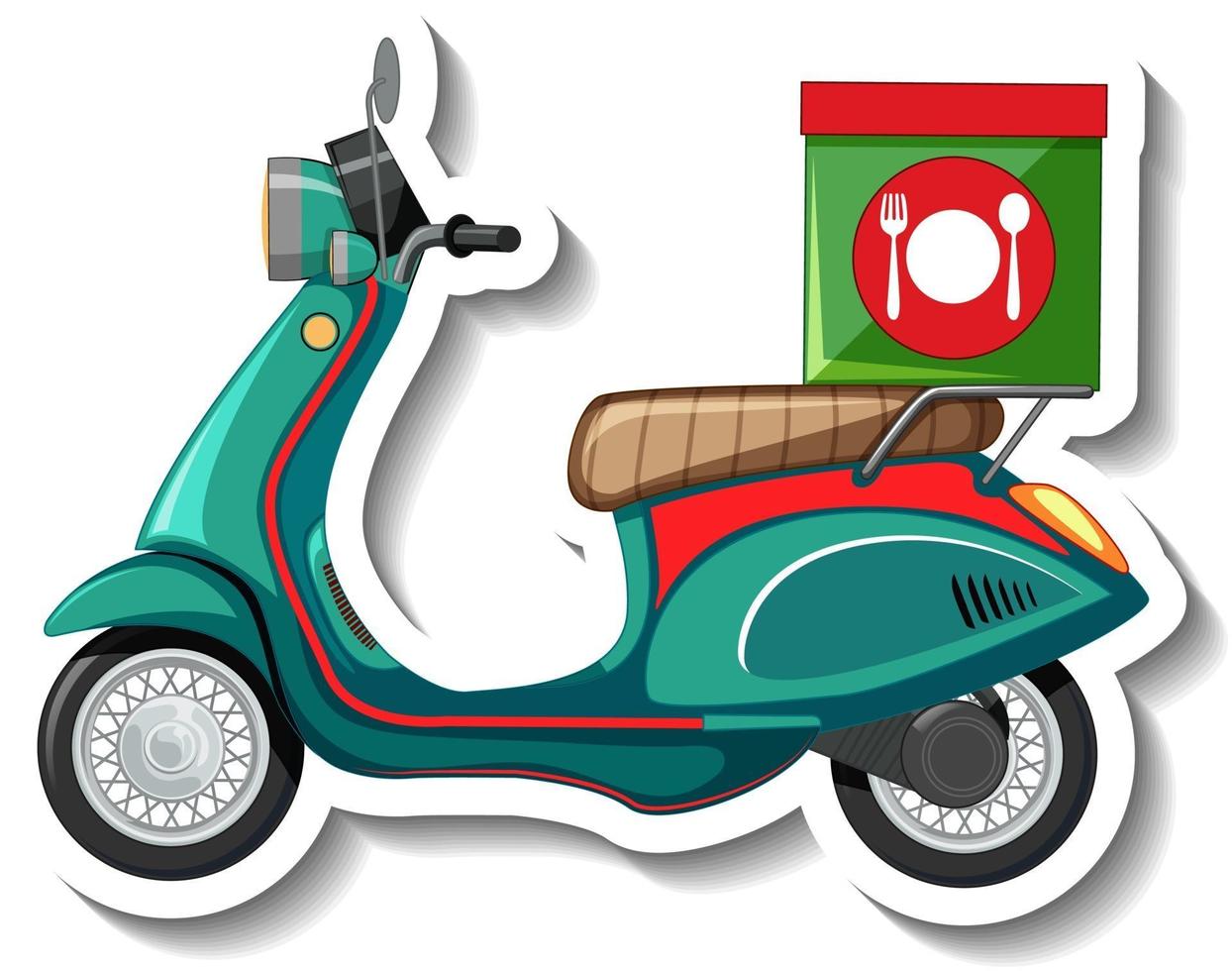 una plantilla de pegatina con scooter para entrega de comida vector