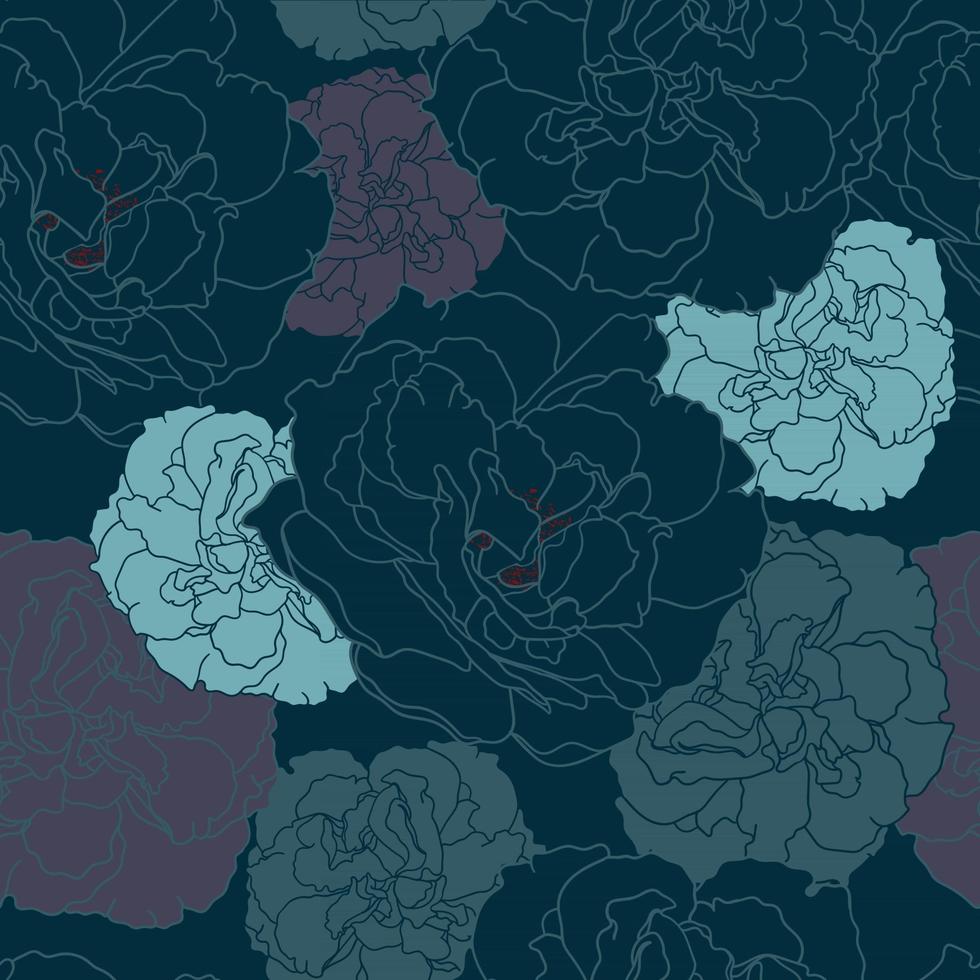 Seamless pattern  bouquet green roses vector