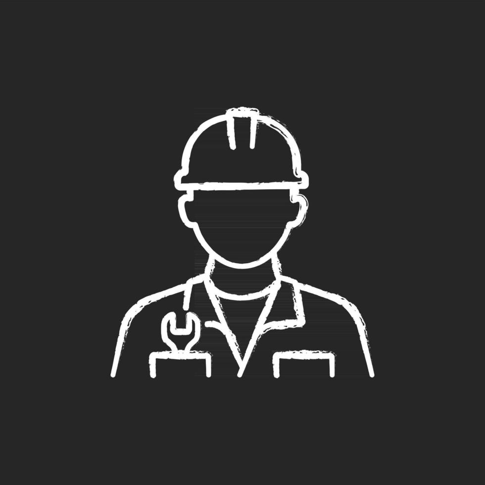 Engineer chalk white icon on dark background vector