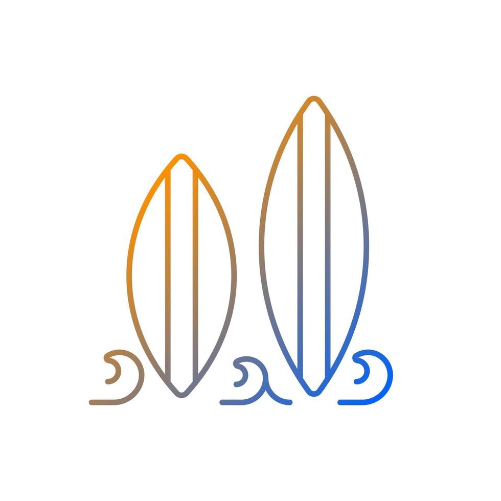 Surfboard gradient linear vector icon