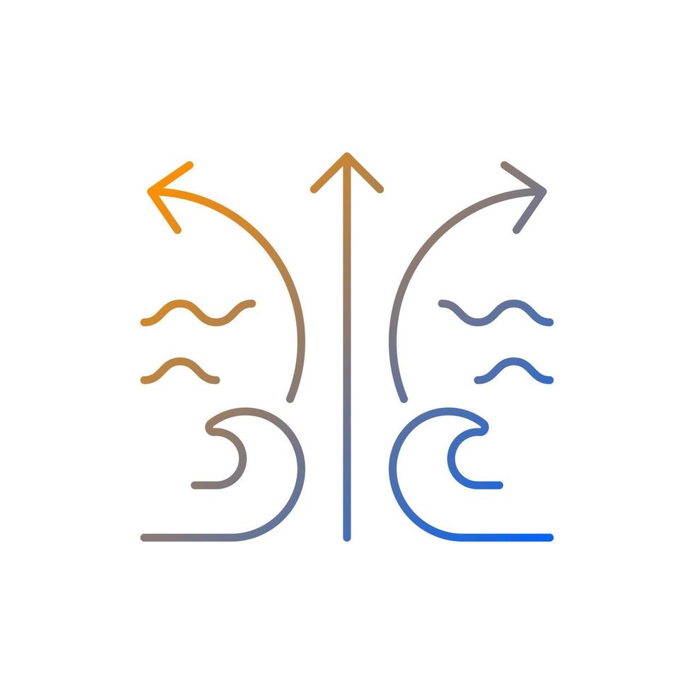 Rip current wave gradient linear vector icon