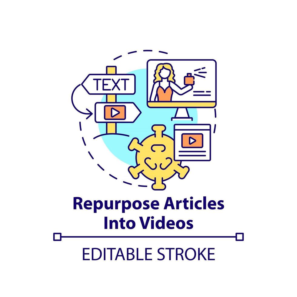 Repurpose articles into videos concept icon vector
