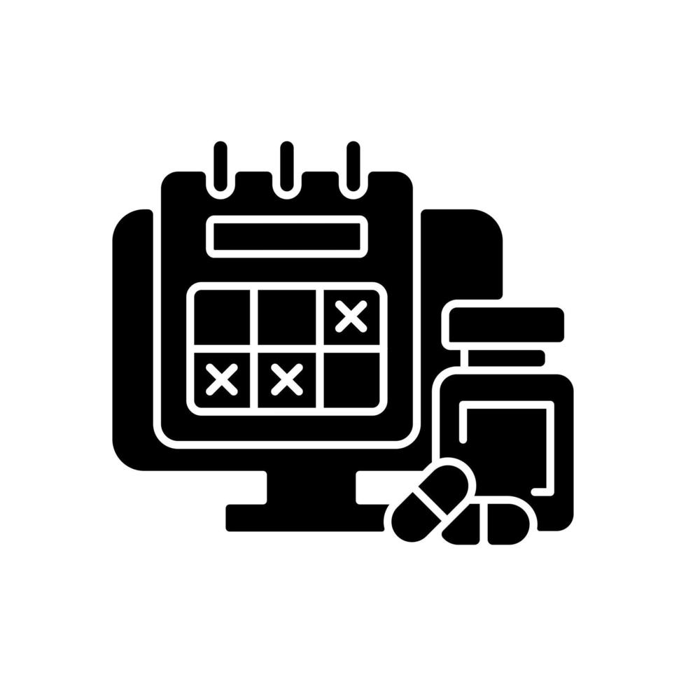 Tracking sick leave time black glyph icon vector