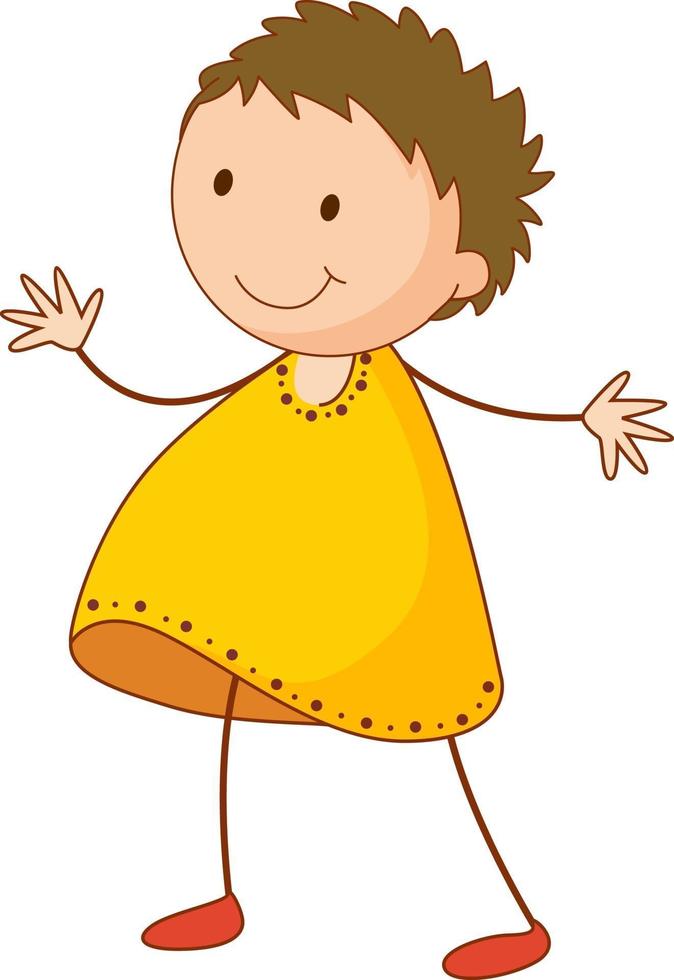 A doodle girl cartoon character isolated vector