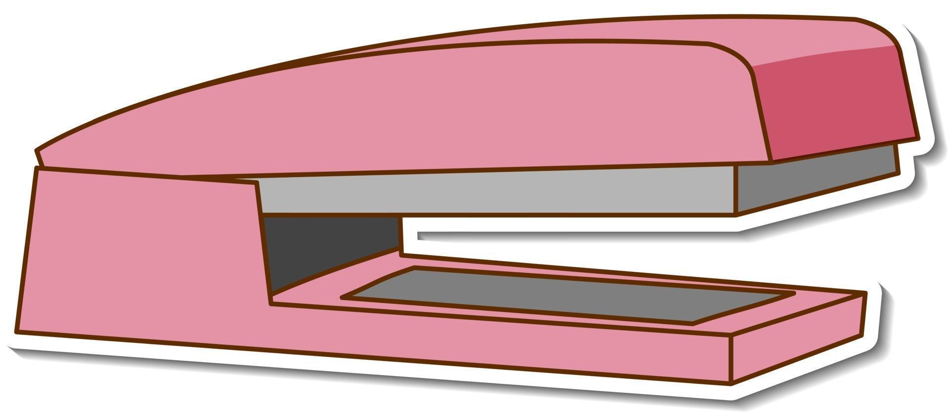 Etiqueta engomada de la grapadora rosa sobre fondo blanco. vector