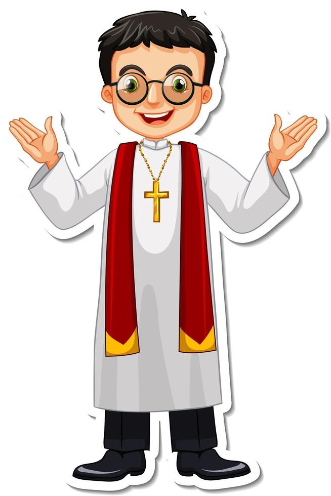 personaje de dibujos animados de la etiqueta engomada del sacerdote vector