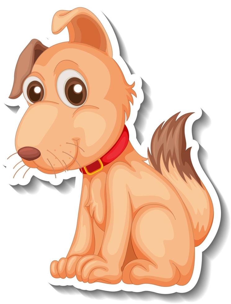 Diseño de etiqueta con lindo perro en pose sentada aislado vector