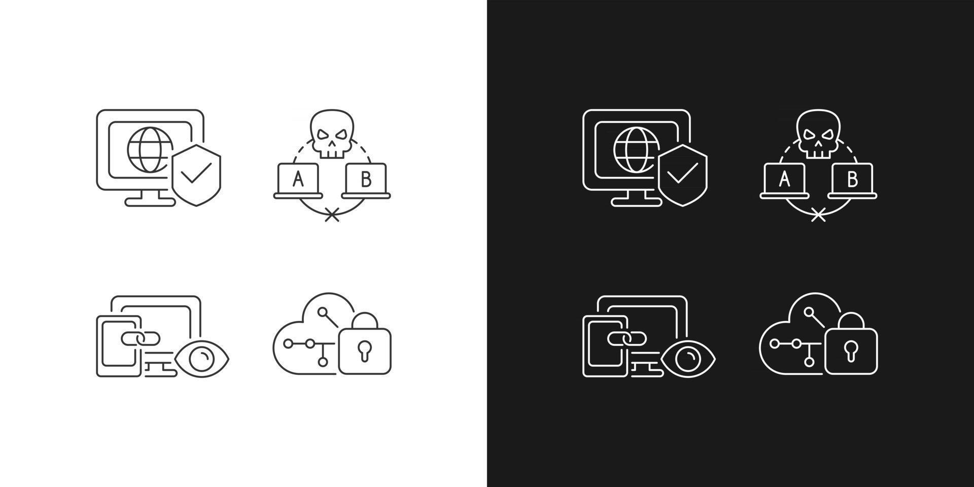 Internet privacy linear icons set for dark and light mode vector