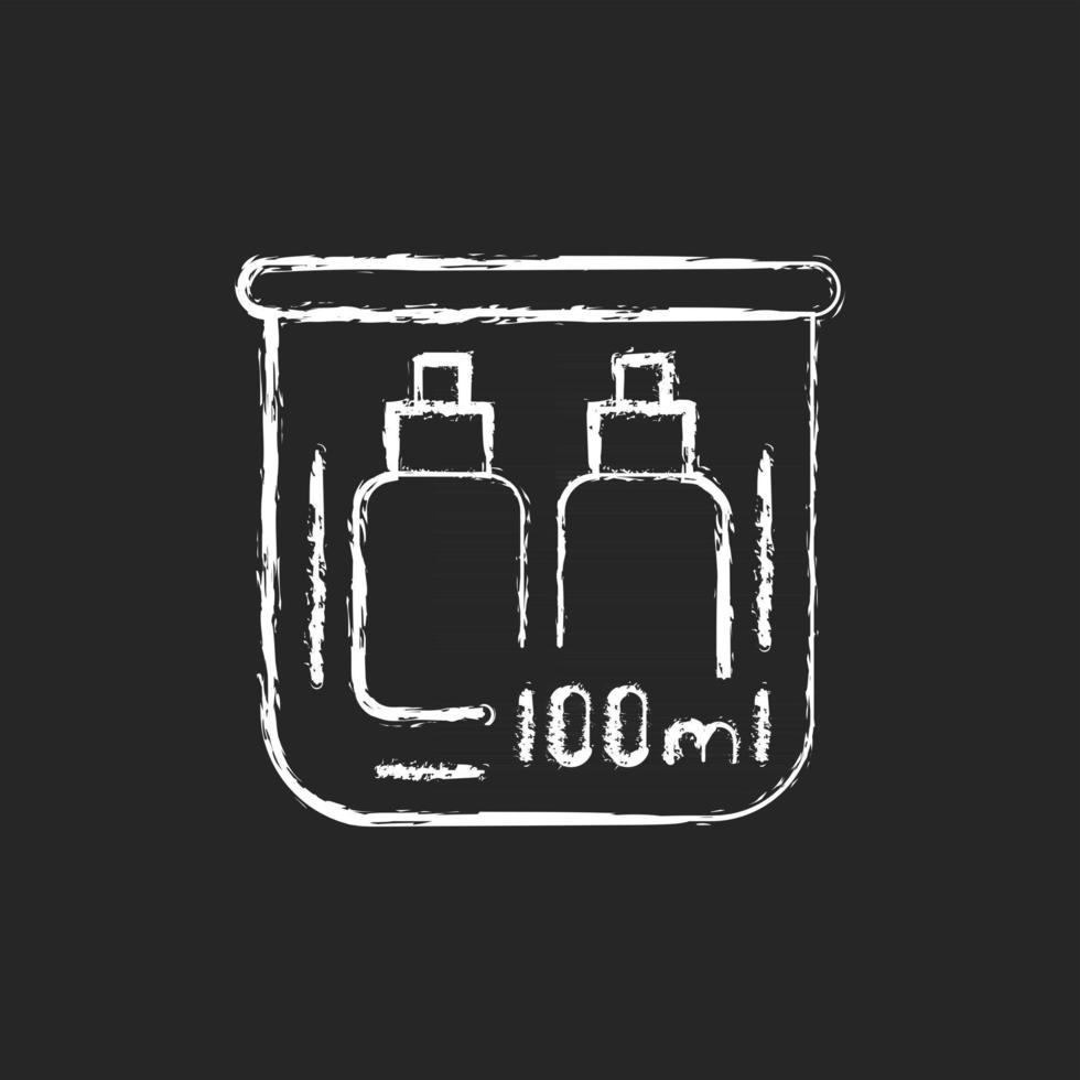 Travel size bottles 100 ml chalk white icon on dark background vector