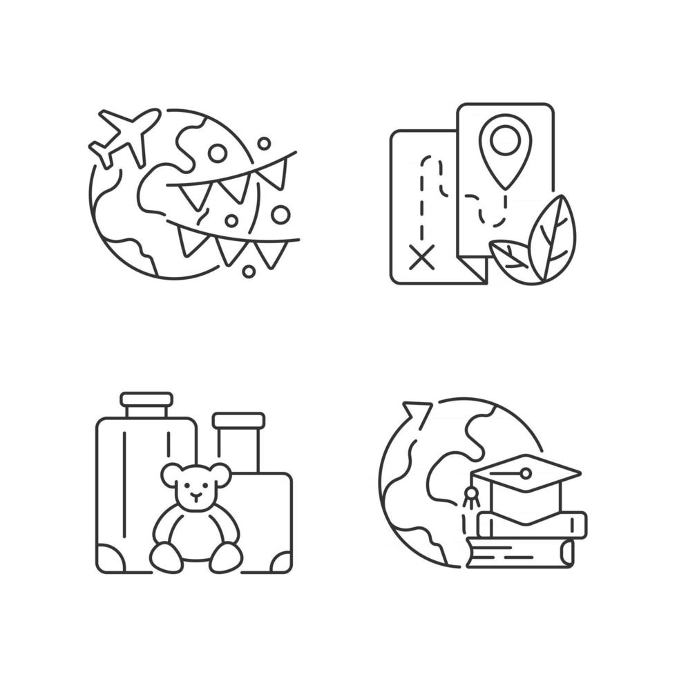 Vacation linear icons set vector