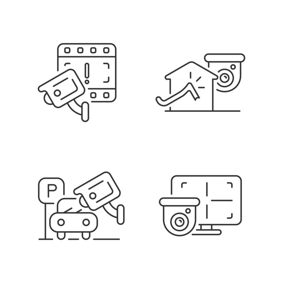 Family and property protection linear icons set vector