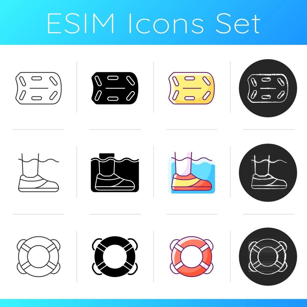 Pool equipment icons set vector