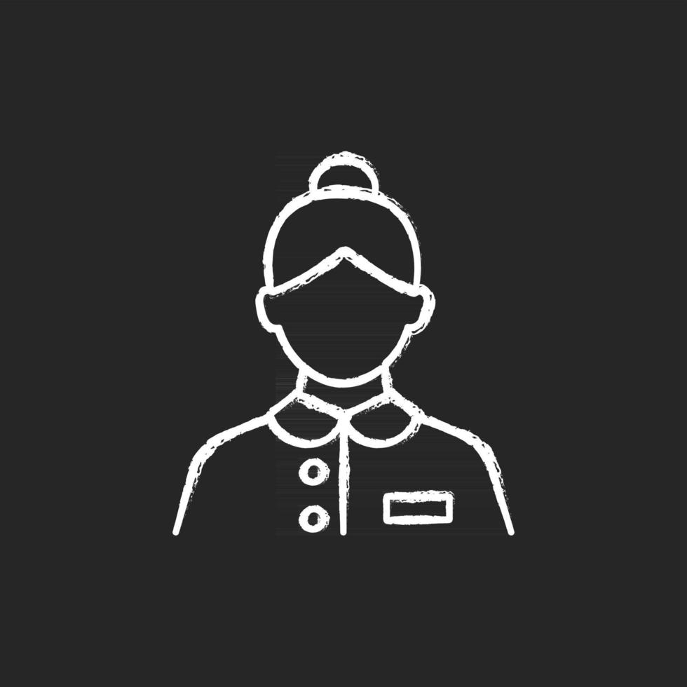 Cabin steward chalk white icon on dark background vector