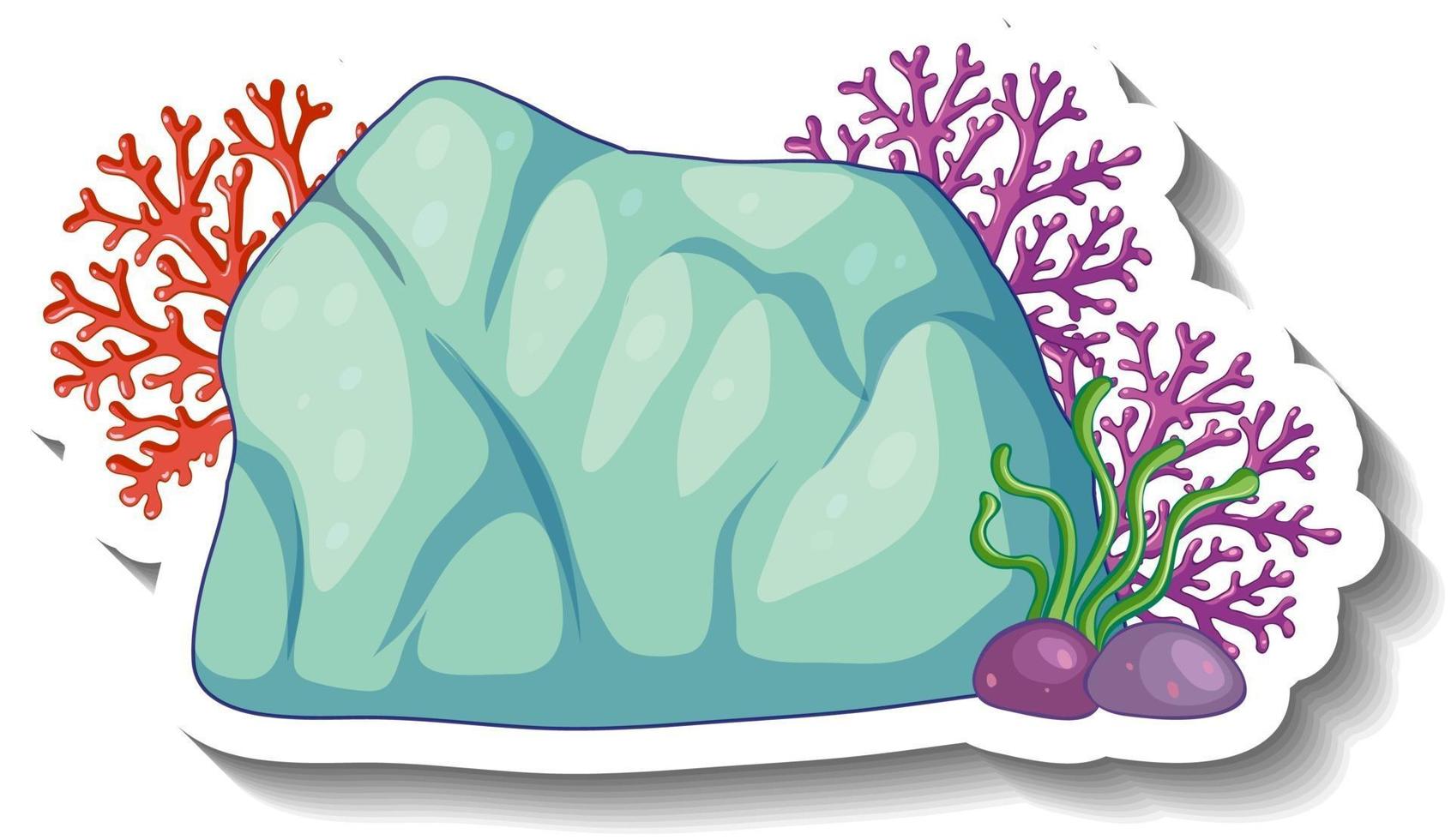 A sticker template with Coral sea element isolated vector