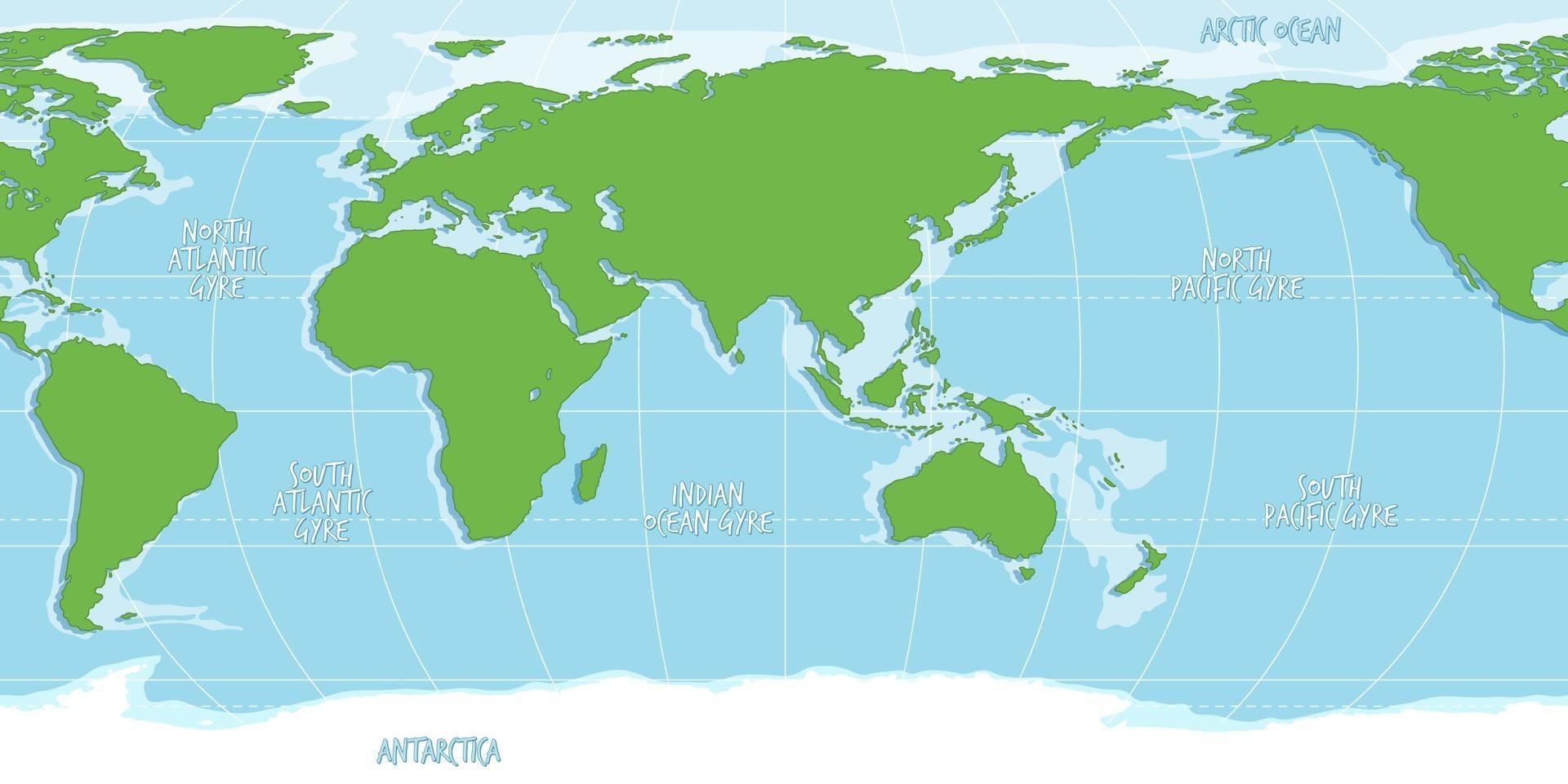 mapa del mundo en blanco con color azul y verde vector