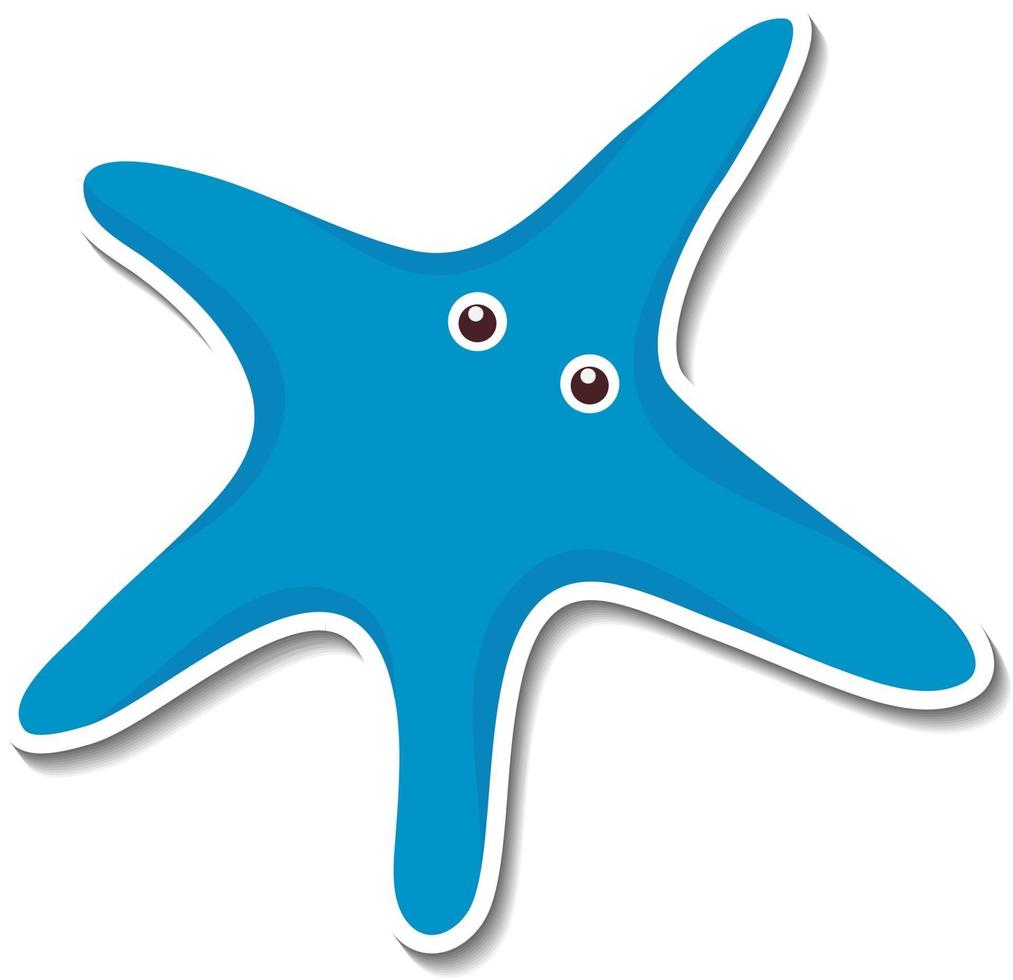 Blue starfish cartoon character sticker vector