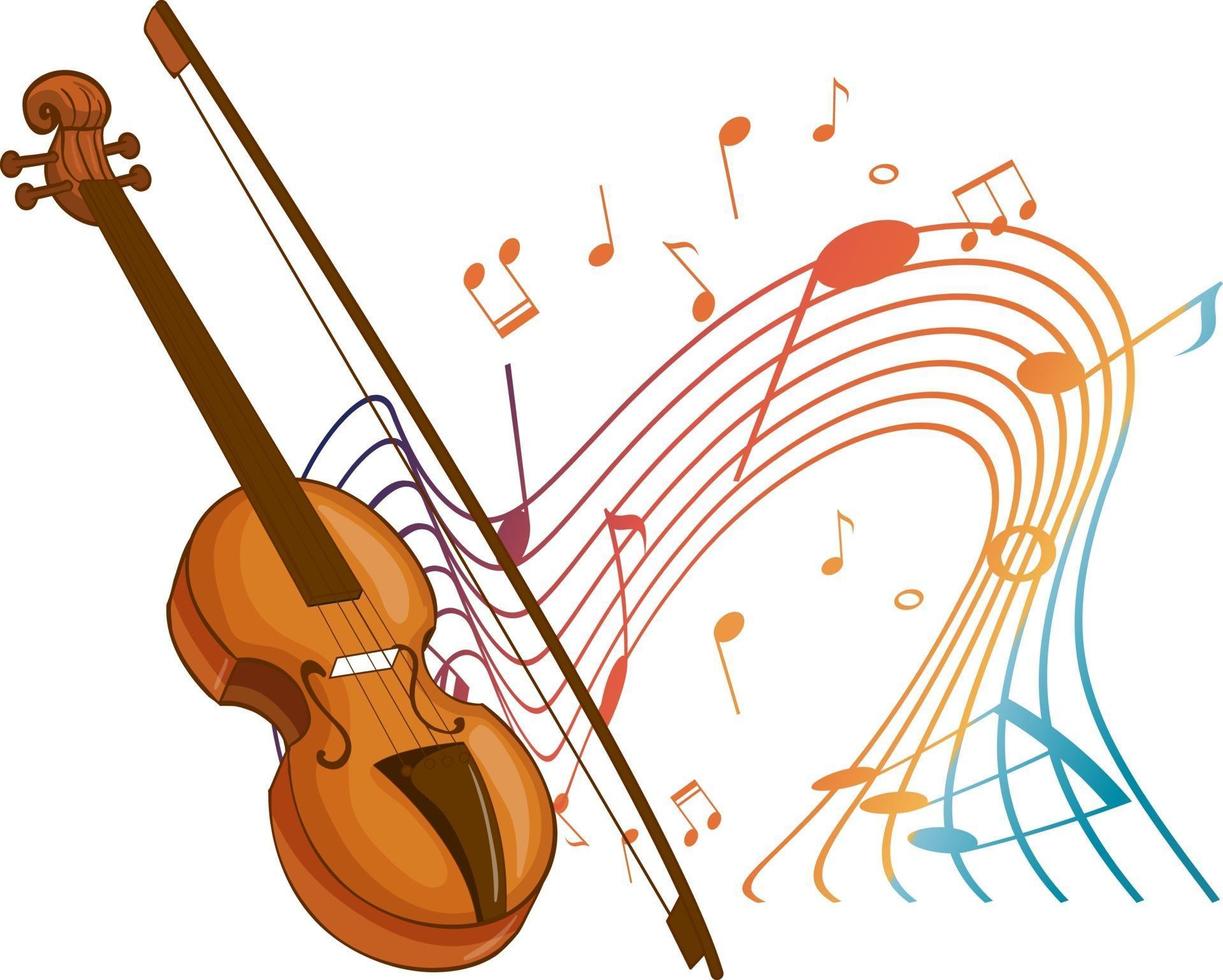 Violin classical music instrument with melody symbols vector