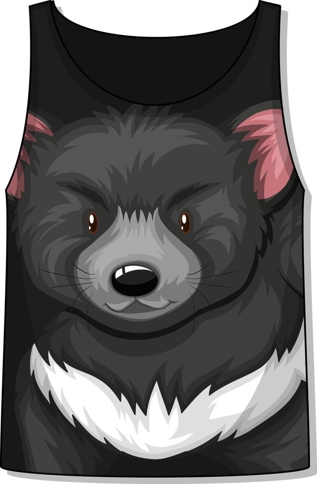 parte delantera de la camiseta sin mangas con estampado de oso negro vector