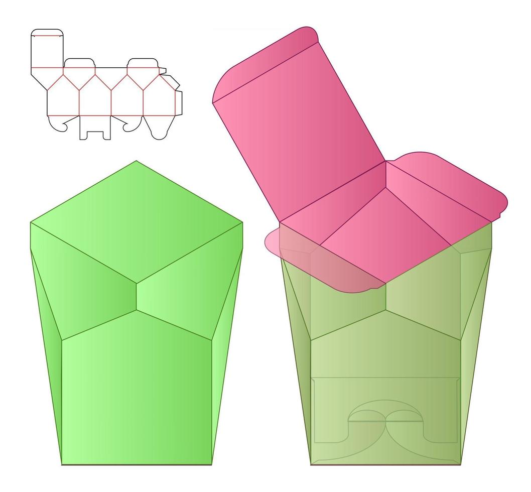 caja de embalaje diseño de plantilla troquelada maqueta 3d vector