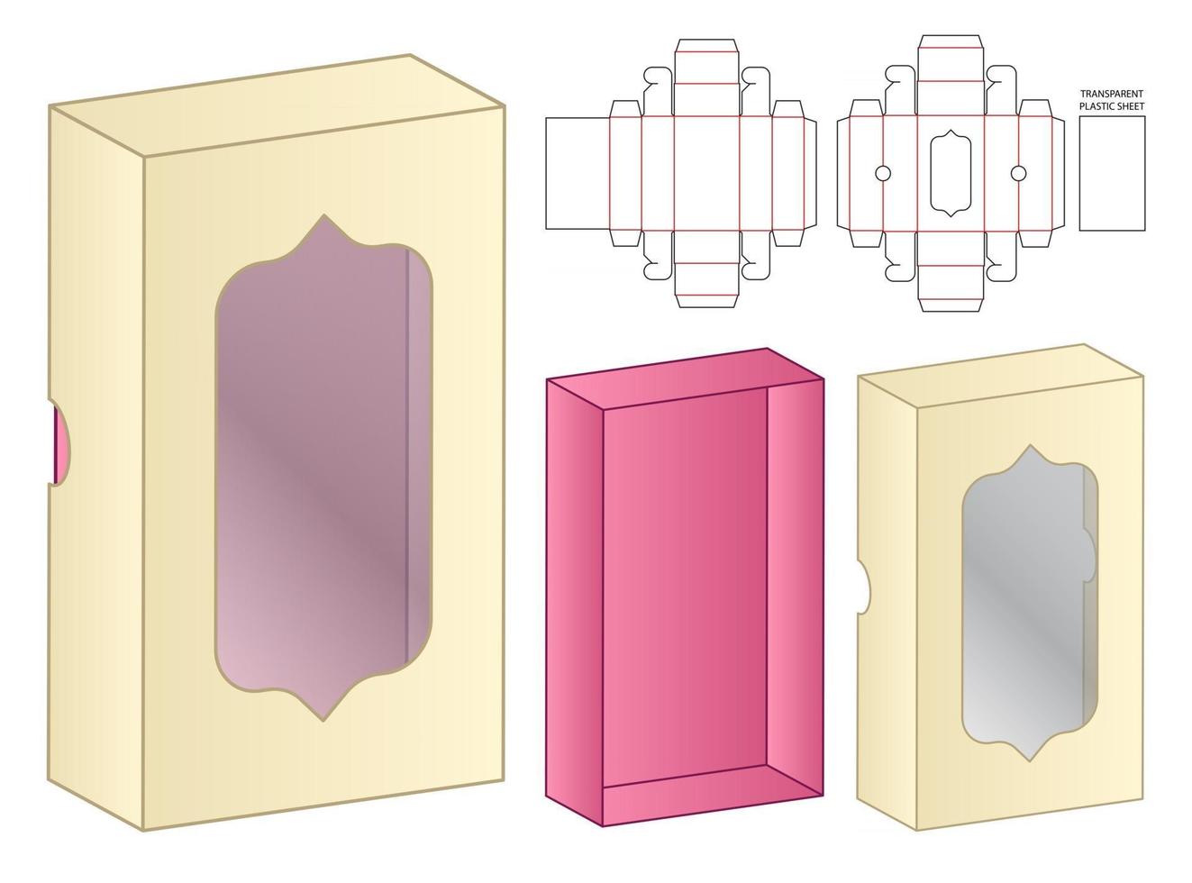 caja de embalaje diseño de plantilla troquelada maqueta 3d vector