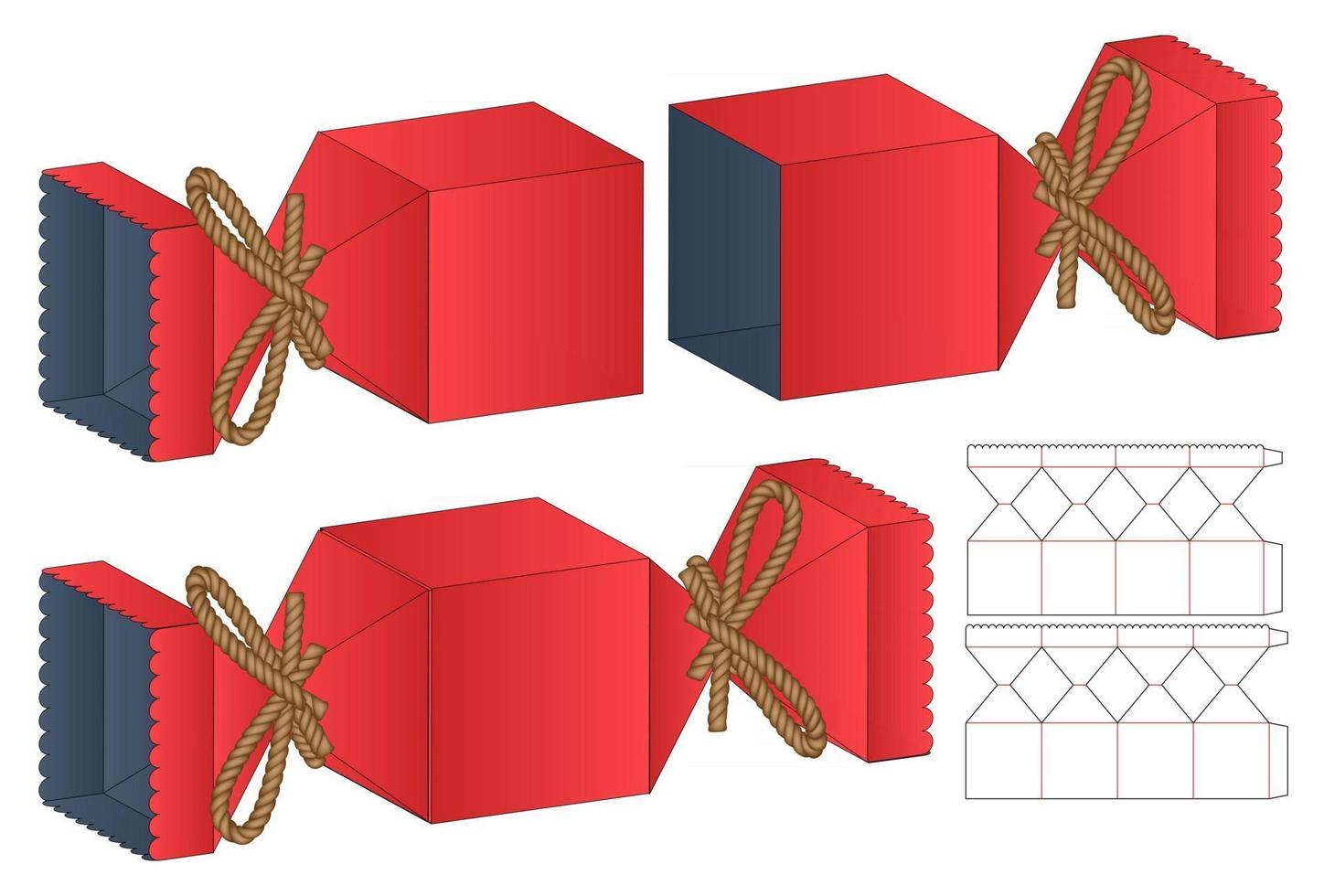 Box packaging die cut template design 3d mockup vector