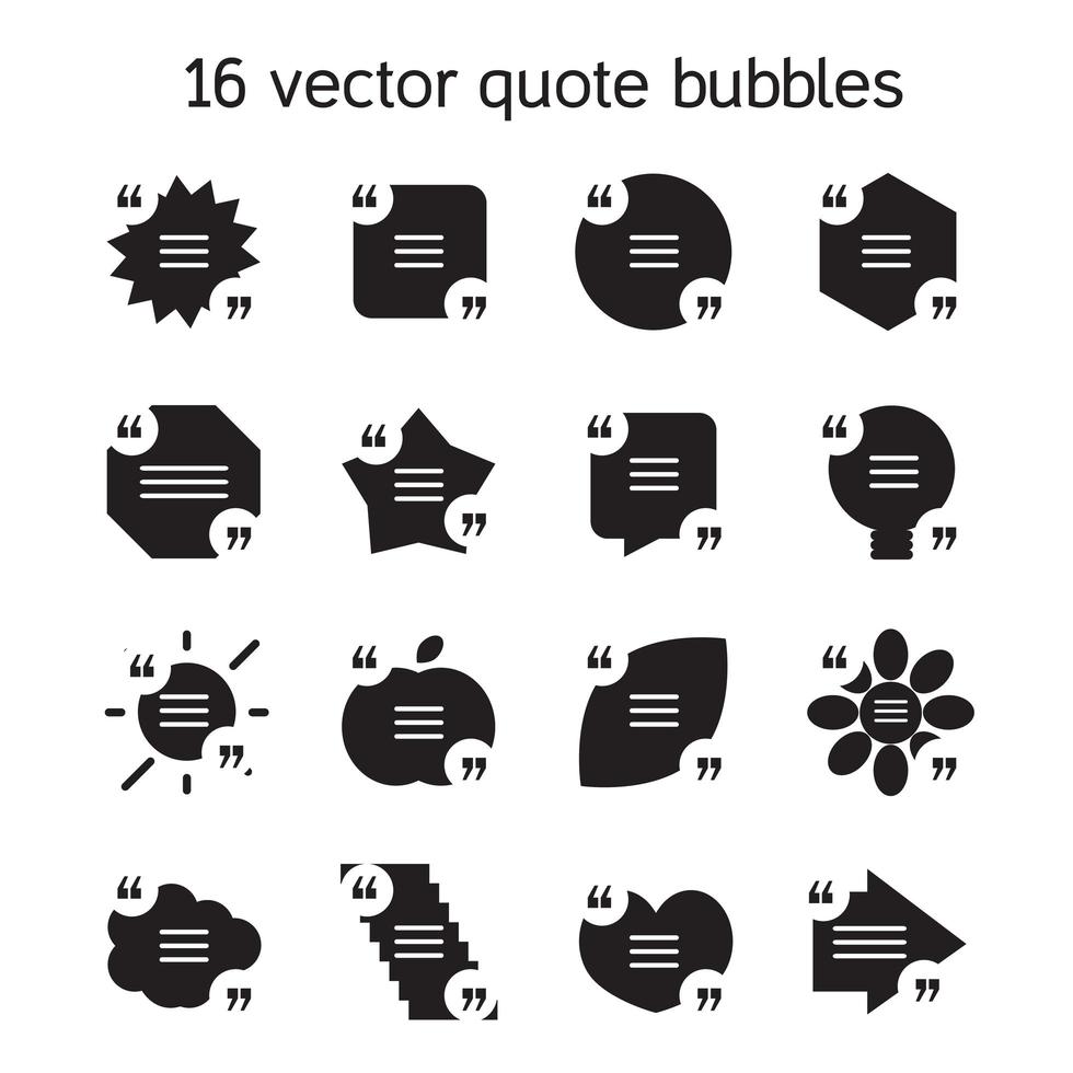 Square quote text bubbles set vector