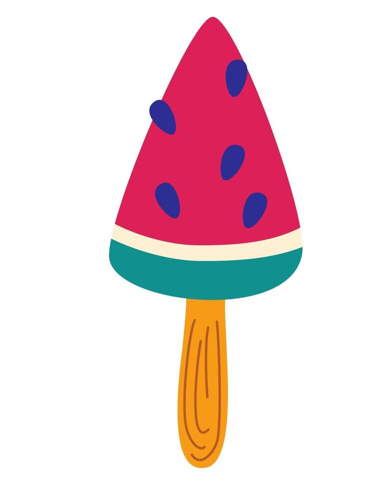 Watermelon shaped ice cream. Summer theme. vector