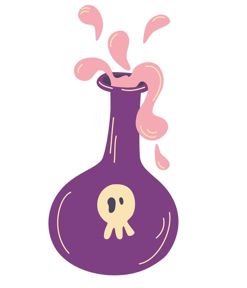 Glass jar with a poisonous liquid. Poison and Love potion. vector