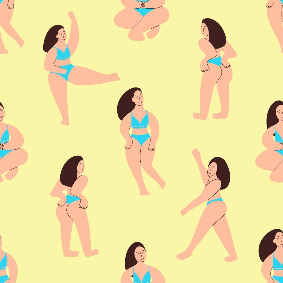 seamless pattern with body-positive girls vector