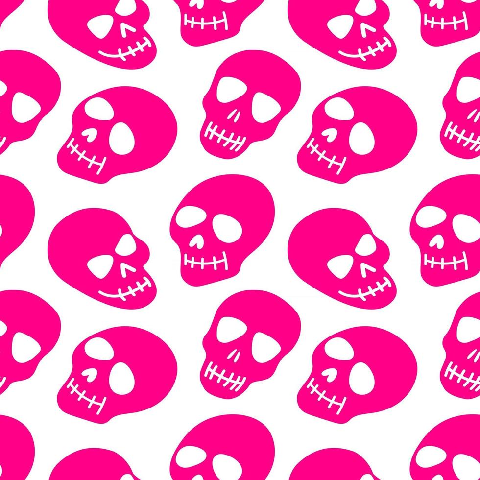seamless pattern with pink skulls vector