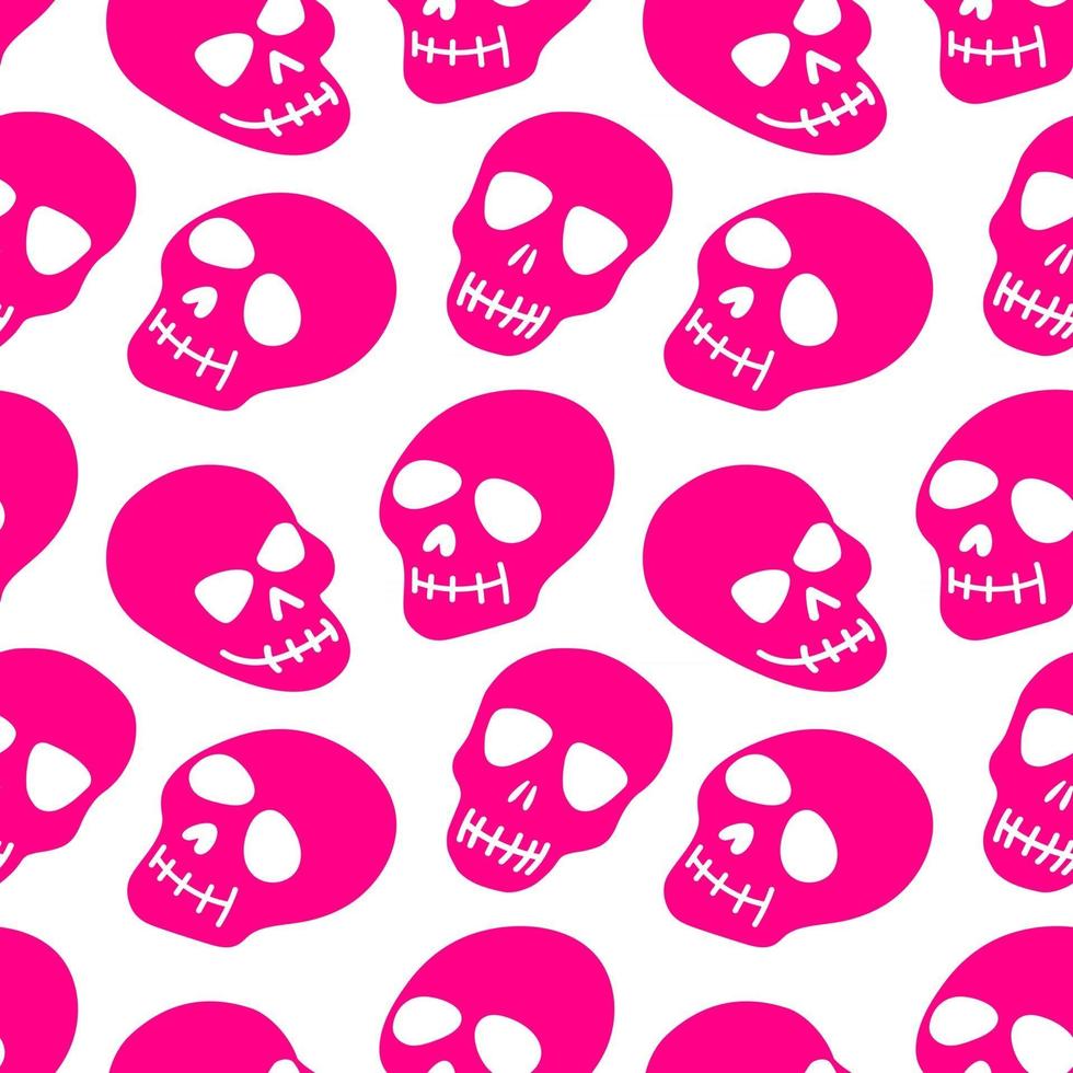 seamless pattern with pink skulls vector