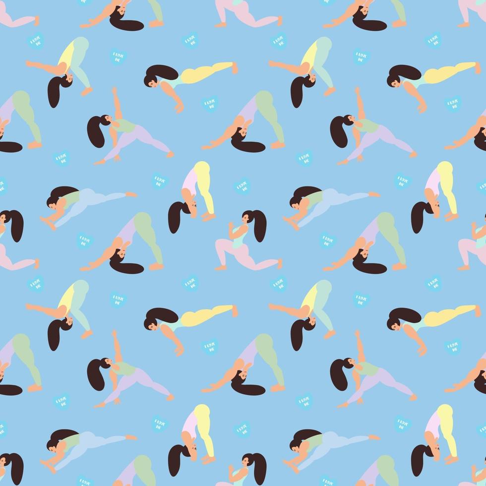 seamless pattern with a girl doing yoga. vector