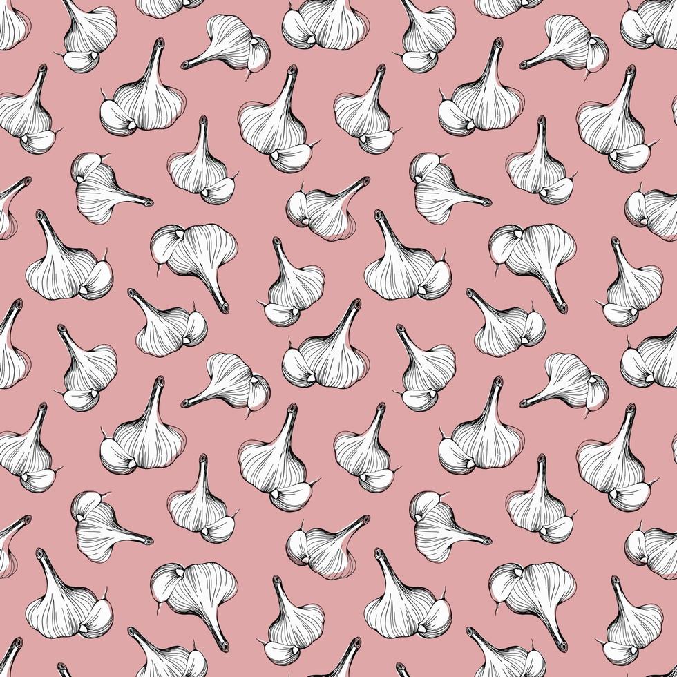 garlic seamless pattern vector