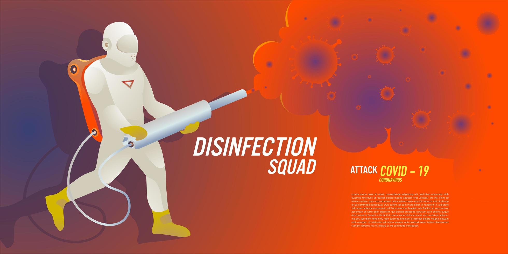 PrintIllustration of disinfection team attack corona viruses vector