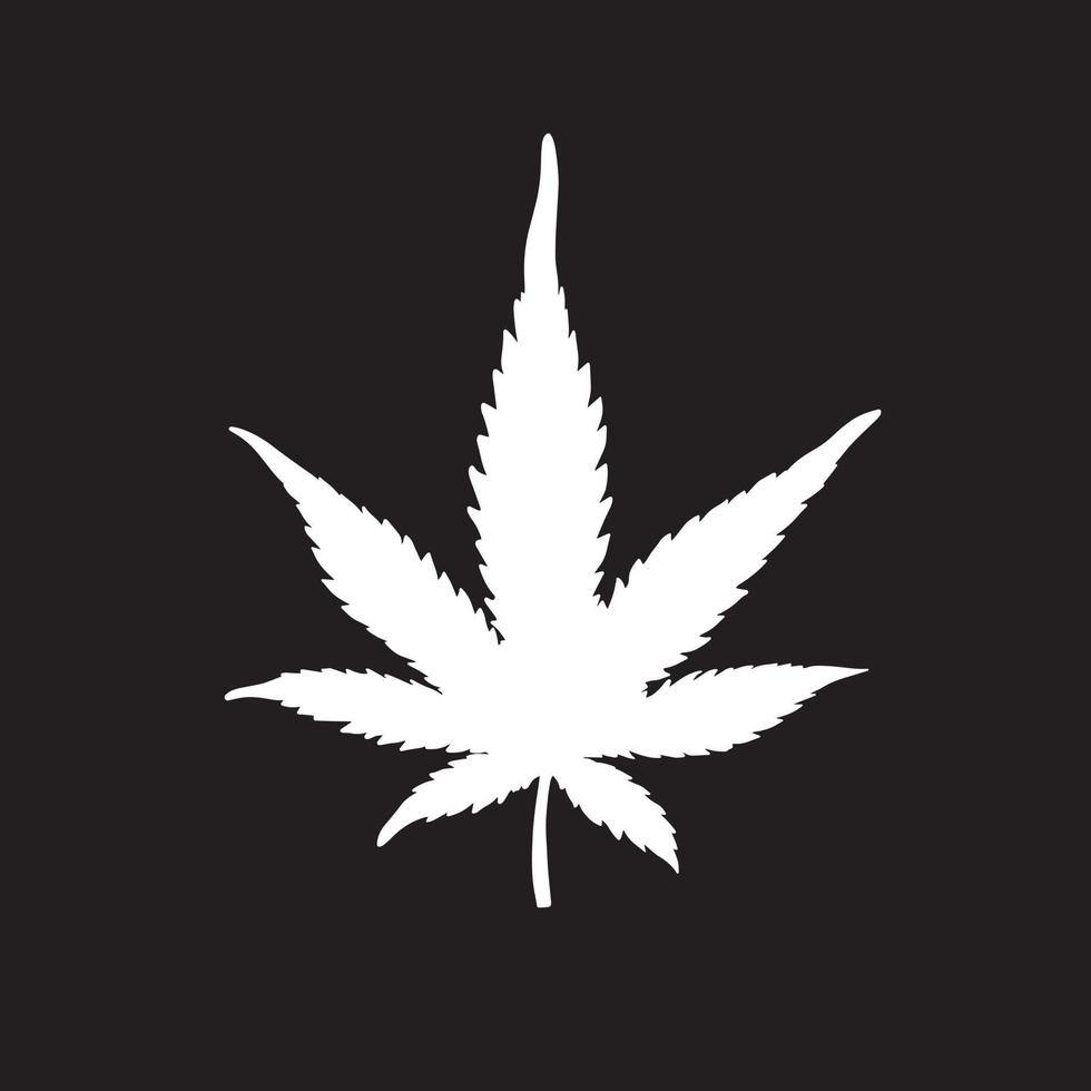 silueta de hoja de cáñamo blanco de cannabis vector