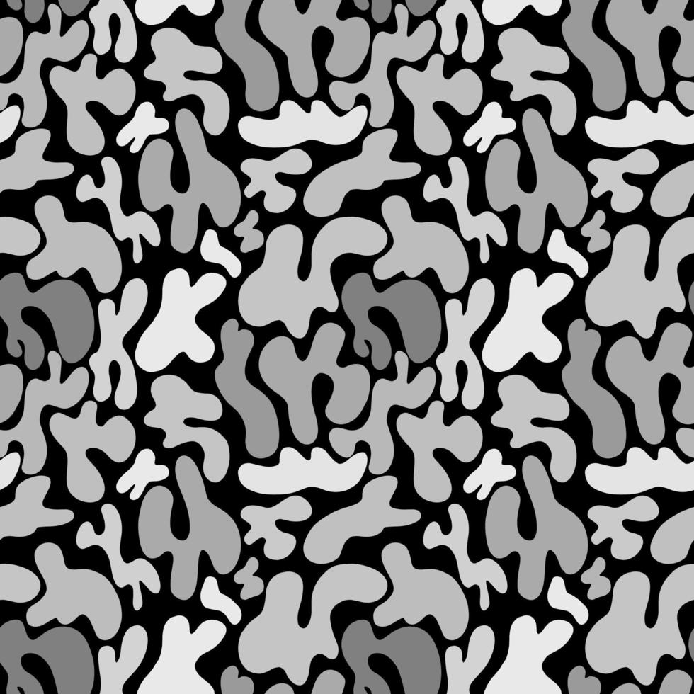 Abstract pattern of white and gray spots on a black background. vector