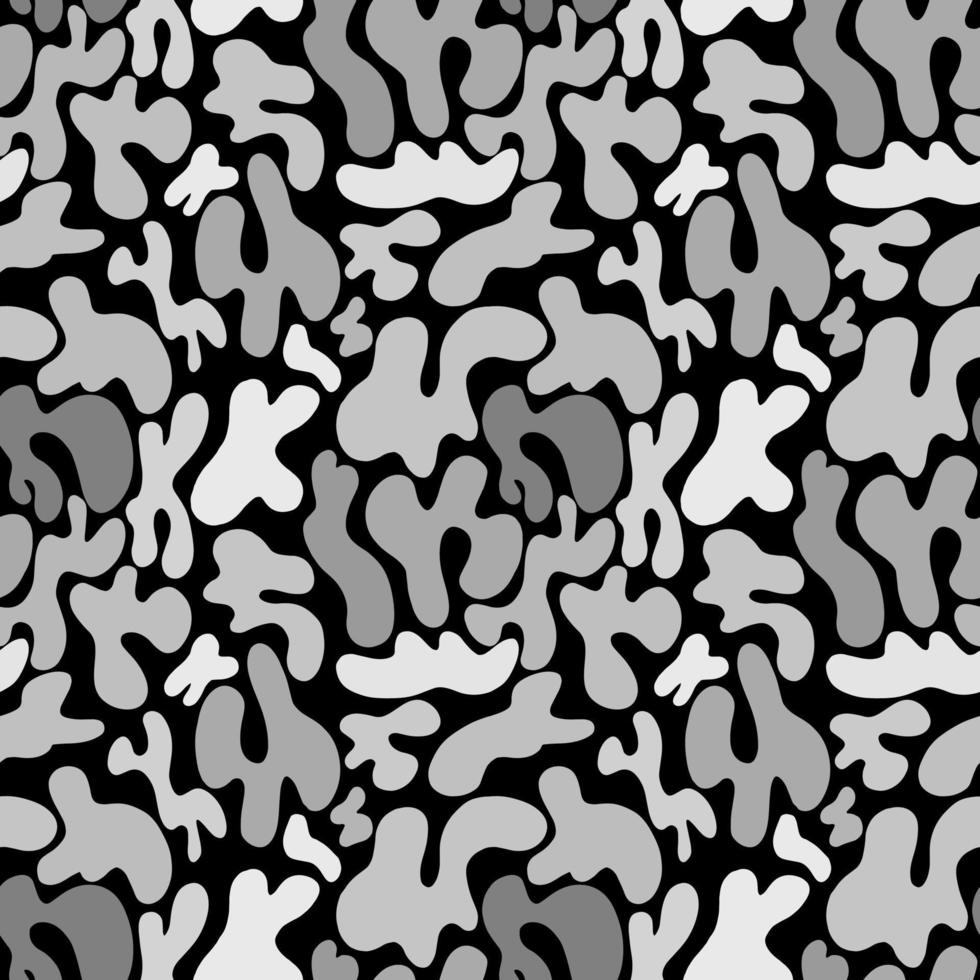 Abstract pattern of white and gray spots on a black background. vector