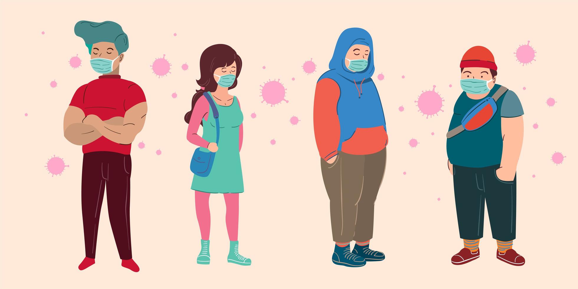 Social distancing a group of people vector