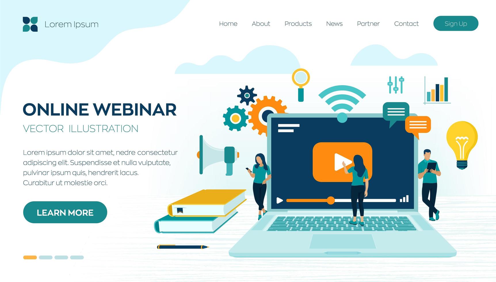 Webinar. Internet conference. Web based seminar. Distance Learning. vector
